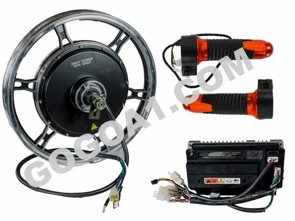 GoGoA1 17 inch 3000W Brushless Electric Motorcycle Hub Motor Drive Train Kit for R &amp; D &amp; OEM Supply.