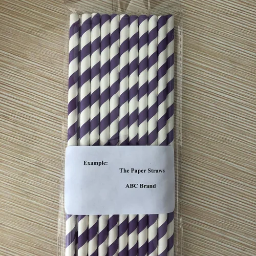Purple & White Biodegradable Paper Straw