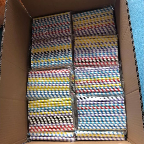 Striped Colored Paper Drinking Straw