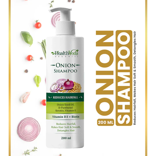 Health Veda Organics Onion Shampoo for Hair Growth &amp; Hair Fall Control (200 ml)