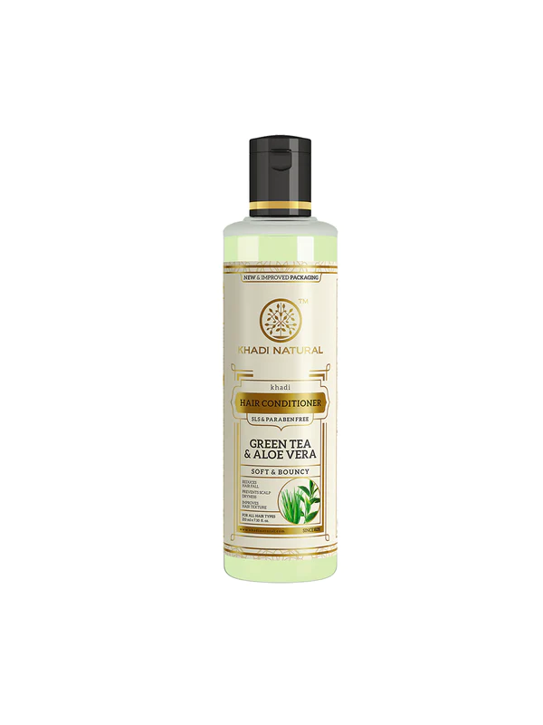 Khadi Natural Herbal Green Tea & Aloevera Hair Conditioner- Sls & Paraben Free-210 ml