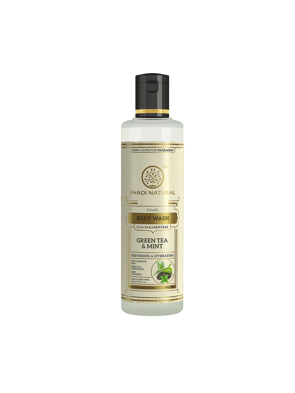 Khadi Natural Green Tea & Mint Body Wash- Sls & Paraben Free-210 ml
