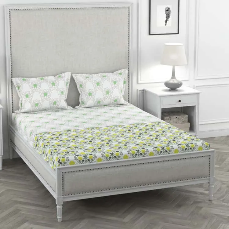 PORTICO Charlotte Printed Super King Bedsheet Set-274 x 274 cm-Cotton