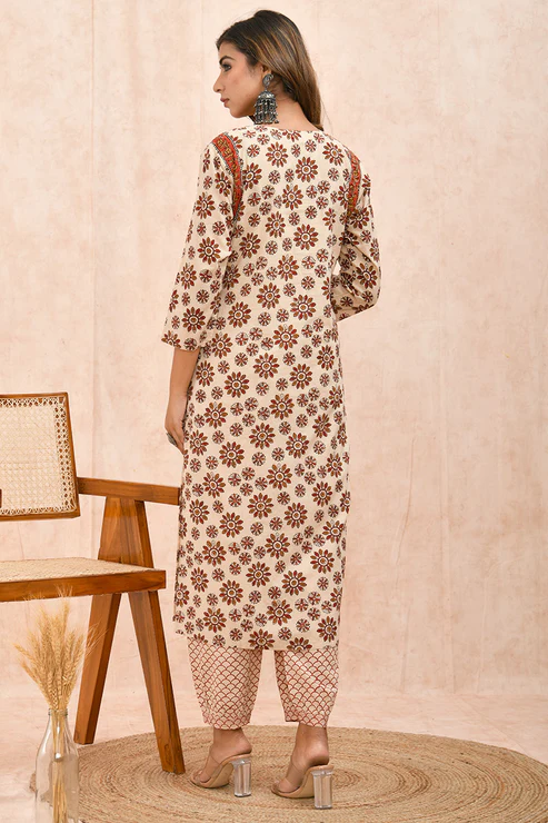 Bagru Printed Organic Cotton Straight Kurta