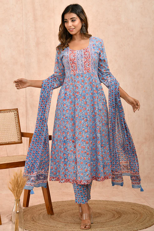 Slate Blue Organic Cotton Straight Kurta