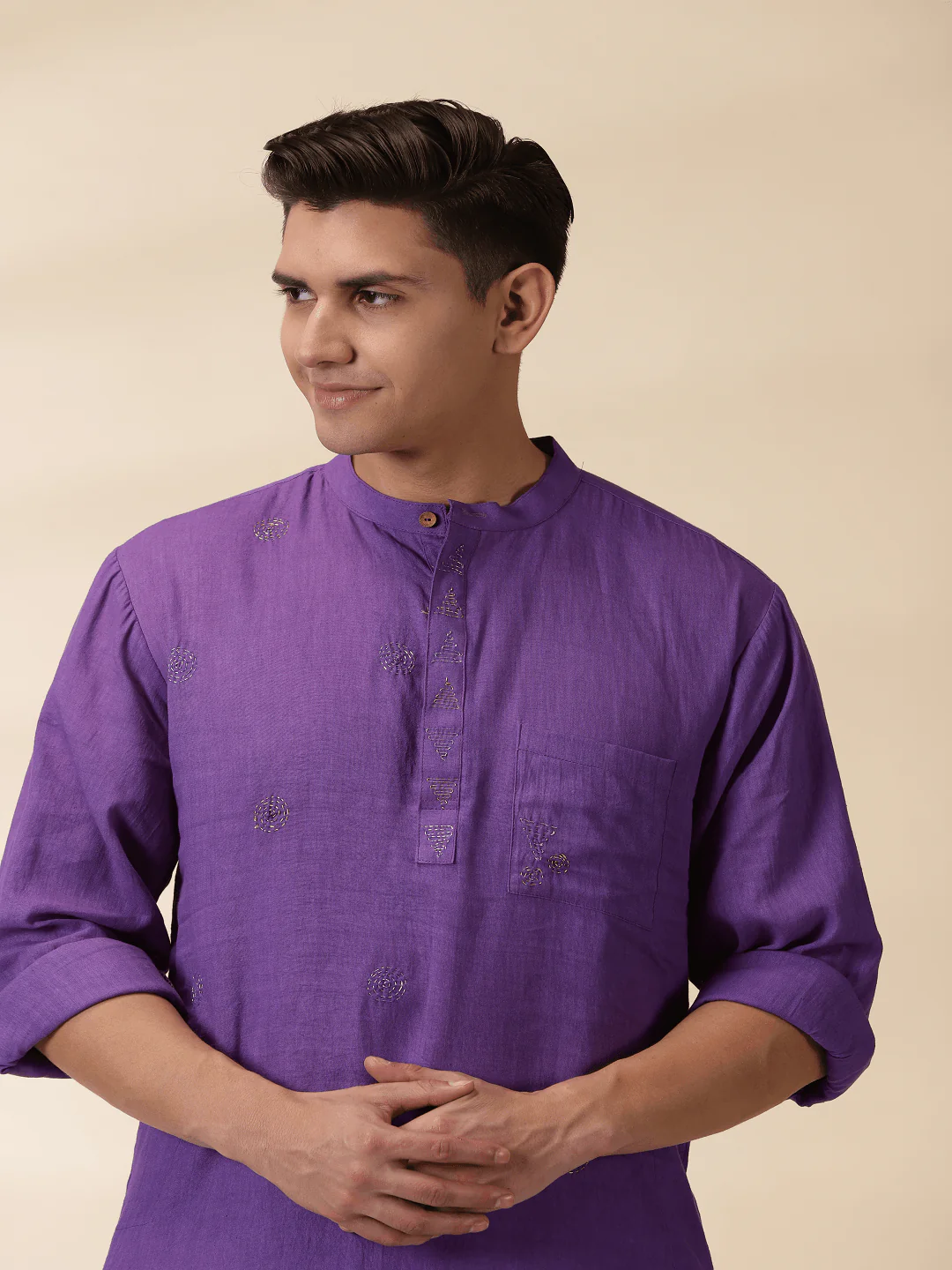 Purple Khadi Men's Kurta