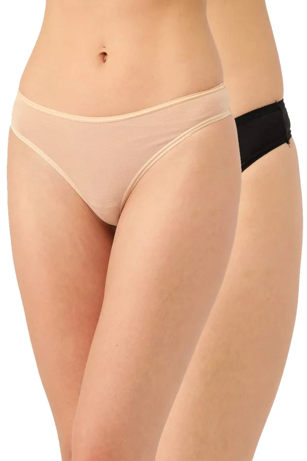 Organic Cotton Antimicrobial Thong (Pack Of 2)-ISP054-Black_Skin