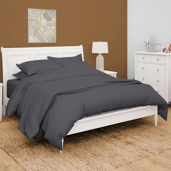 Pure Cotton Bed Sheets Set | StripedGrey