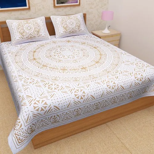 Cut work Print Cotton Double Bed Sheet