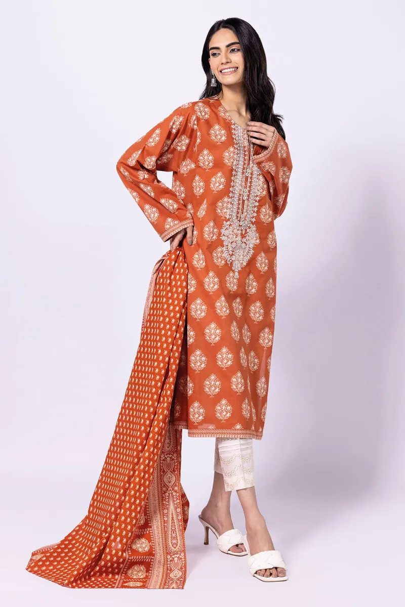 Khaadi Eid Festive Lawn 2023 | mla23103_rust