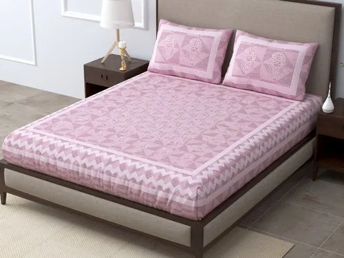 Pink Cotton All Over Floral Bedsheet