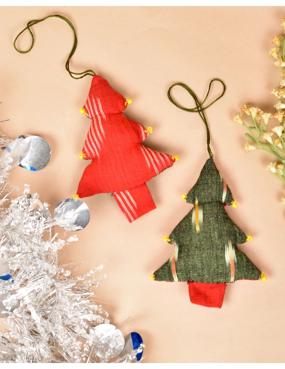Christmas decorations - fabric Christmas tree- set of two