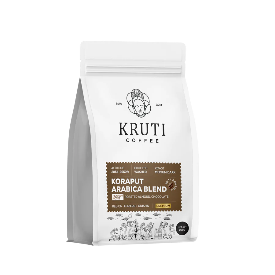 Kruti Coffee - Koraput Arabica Blend ( 100% Arabica Coffee Beans, Medium Dark Roast, 250 Gm)