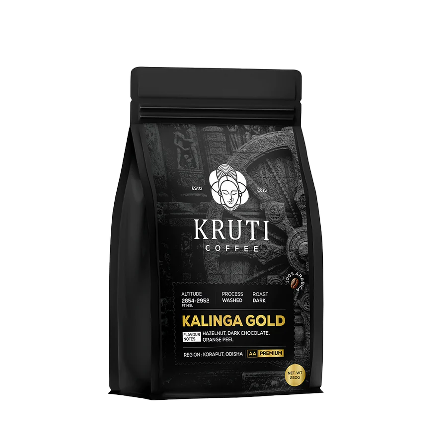 Kruti Coffee - Kalinga Gold ( 100% Arabica Coffee Beans, Dark Roast, 250 Gm)