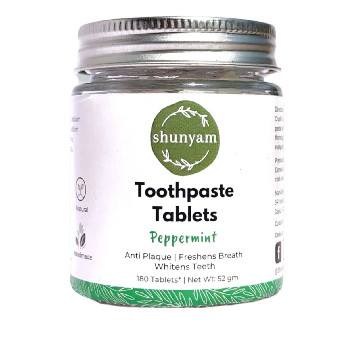 toothpaste tablets - peppermint (180 tabs)
