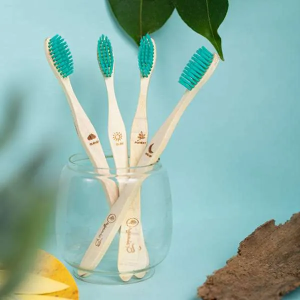 organic b neem wood toothbrush (adult) pack of 2 - green