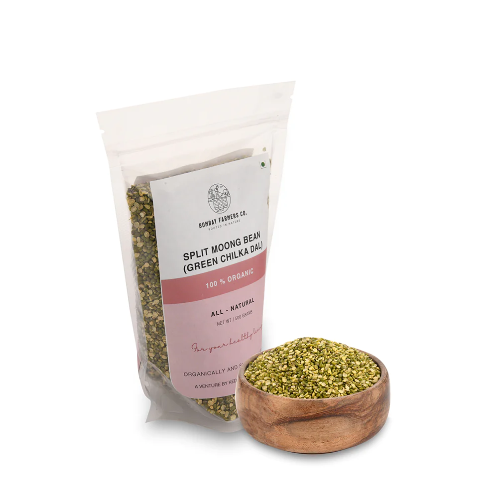 Organic Moong Dal Split Green / Moong Dal Chilka - 500 Gms