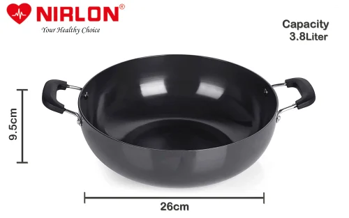 Nirlon 26 cm 3.8L Hard Anodized Deep Kadhai