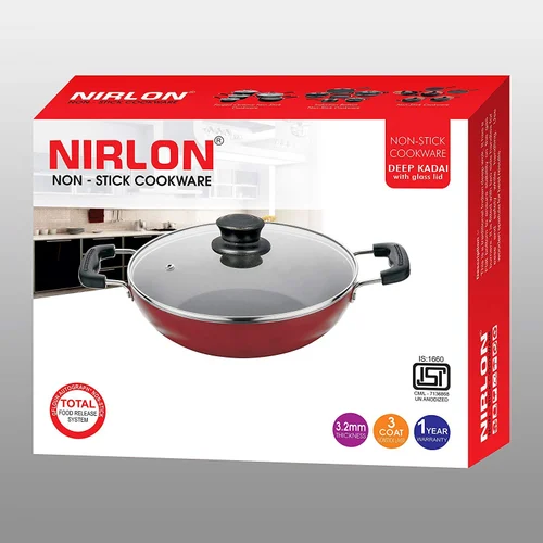 Nirlon 26 cm Deep Kadai With SS Lid