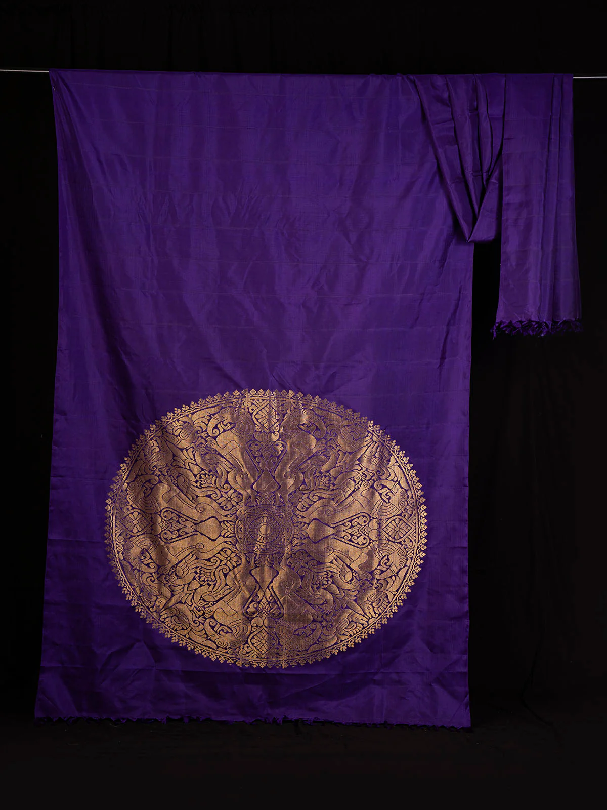Smoked Aubergine Silk Saree Purple With Blouse Piece