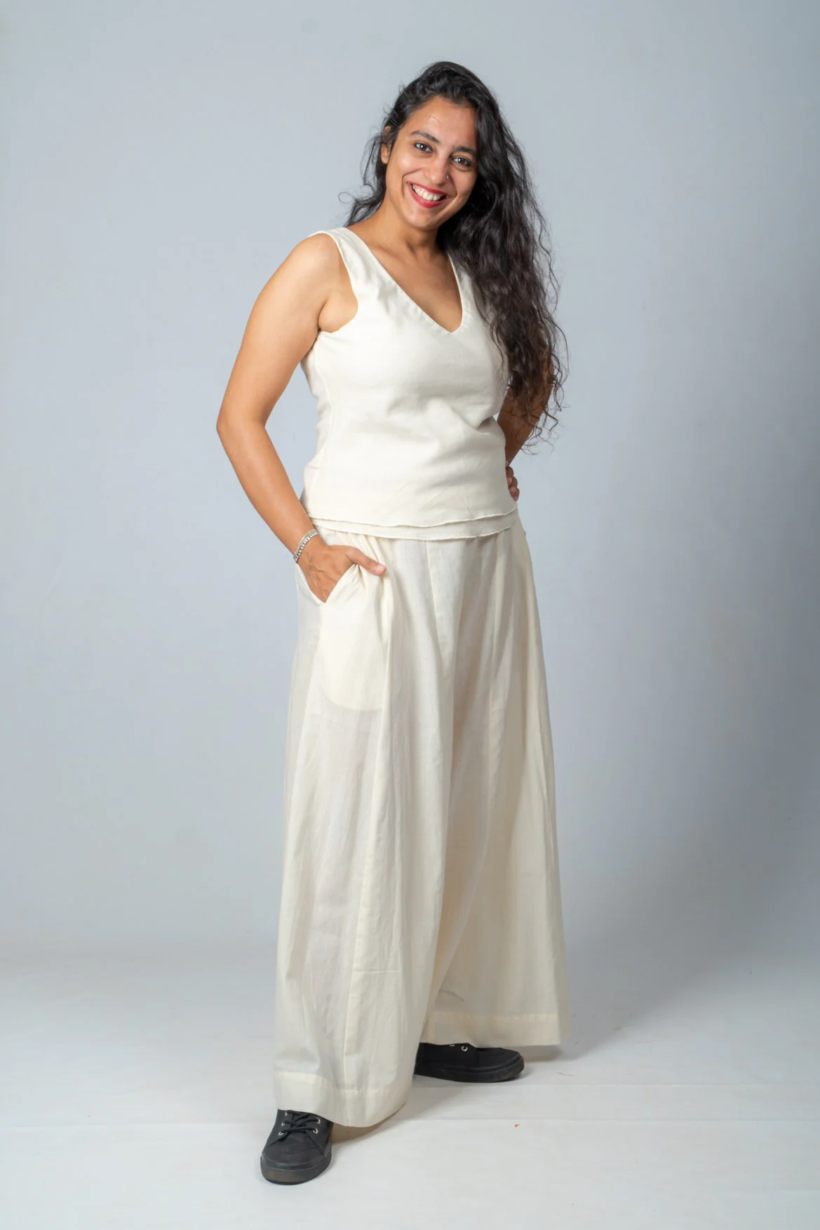 Off white Organic Cotton Trousers - PALAZZO