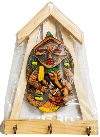 Terracotta Maa Durga Ma Dura Sherawali Maa Ganesh Janani Wall Hanging Showpiece.