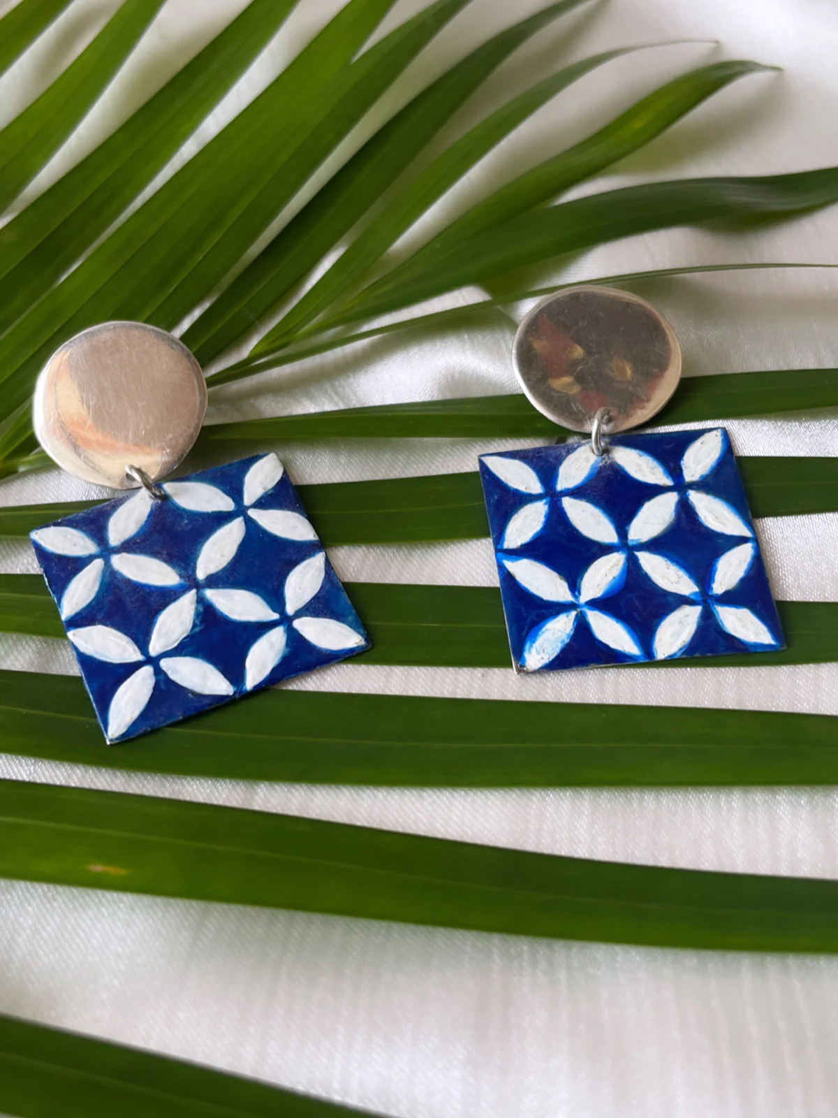 Neel, Marquise Hand Painted Earrings