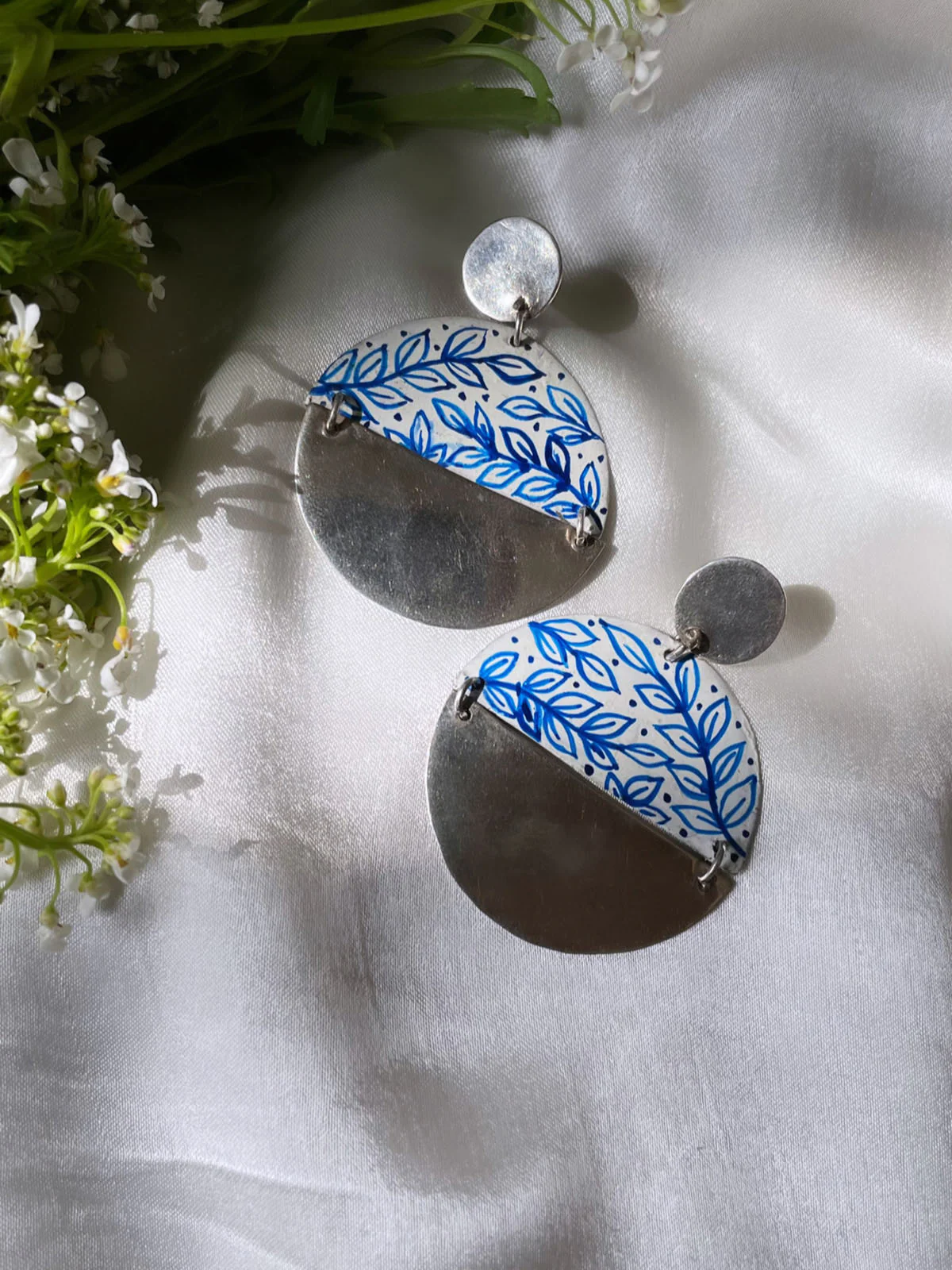 Neel, Leaf Vine Hand Painted Earrings