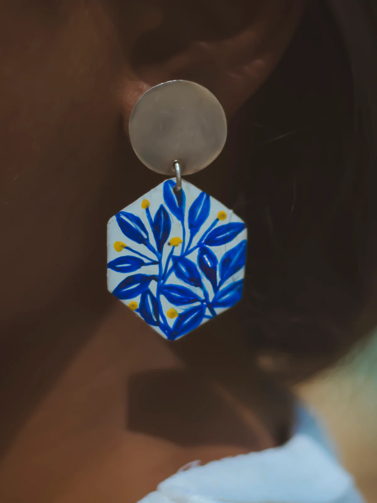 Neel, Floral Hand Painted Earrings