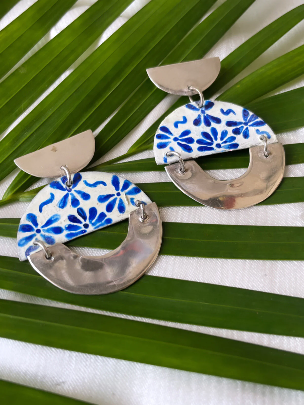 Neel, Flower Cluster Hand Painted Earrings