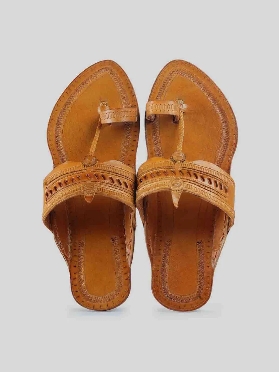 Kolhapuri Men's Enterlace Chappal Tan