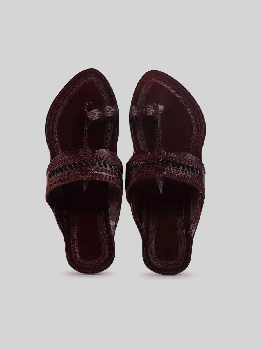 Kolhapuri Men's Enterlace Chappal Dark Brown
