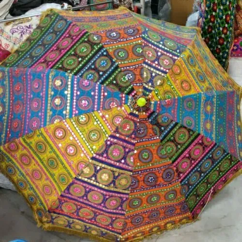 Handcrafted Embroidered Garden Umbrella, Size: 70 Inch