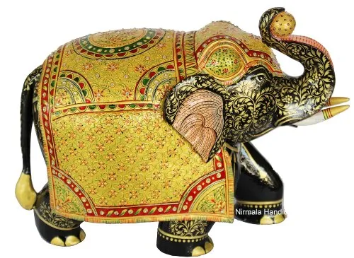 Wooden Painting Elephant Statues