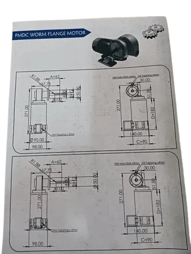 PMDC Worm French Motor 180 Volt 24 Volt 12 Volt