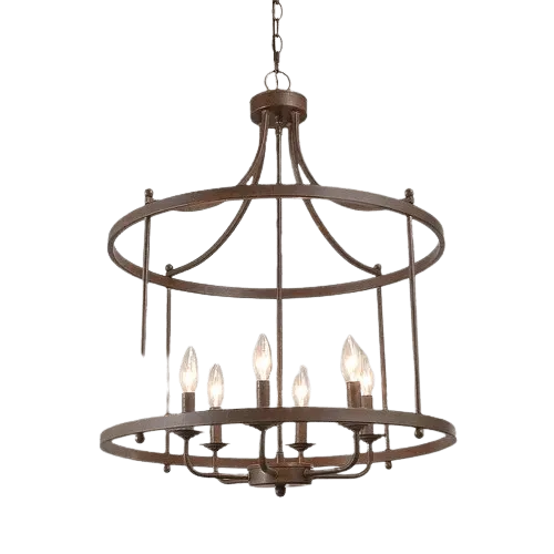 Round hanging antique finish chandelier