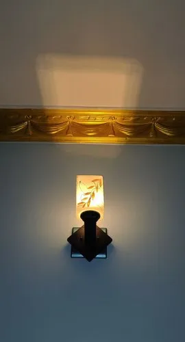 Warm White Wood,Glass PRADHUMAN WALL LAMP, For Bedroom, 40 Watt