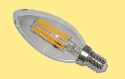 Glass 4W LED Filament Candle Bulb, Warm White