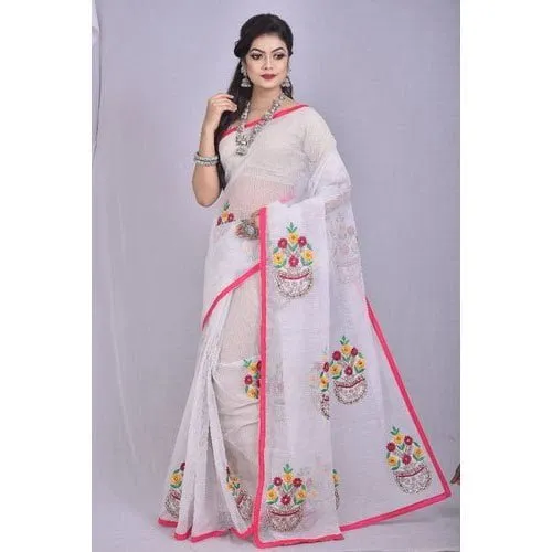 6.5 Meter weaving Handloom Cotton Saree, With Blouse Piece