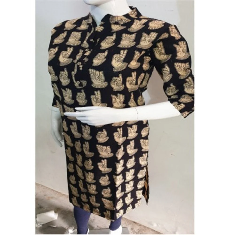 Ladies Banded Collar Cotton Kurti