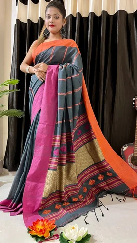 6.5m Festive Wear Khadi cotton jamdani with blouse