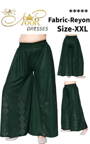Dark Green Rayon Women Palazzo