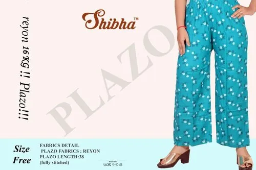 Ladies Sky Blue Rayon Palazzo
