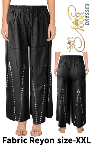 Modern Reyon Black Mirror Work Palazzo