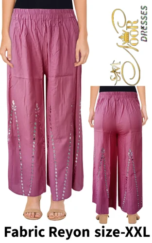 Reyon Onion Pink Mirror Work Palazzo