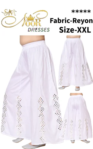 Embellished White Rayon Women Palazzo