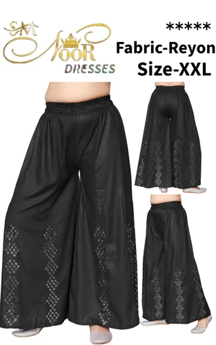 Women Black Embellished Rayon Palazzo