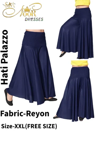 Women Plain Navy Blue Rayon Palazzo