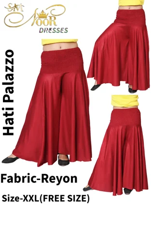 Party Wear Women Red Rayon Palazzo