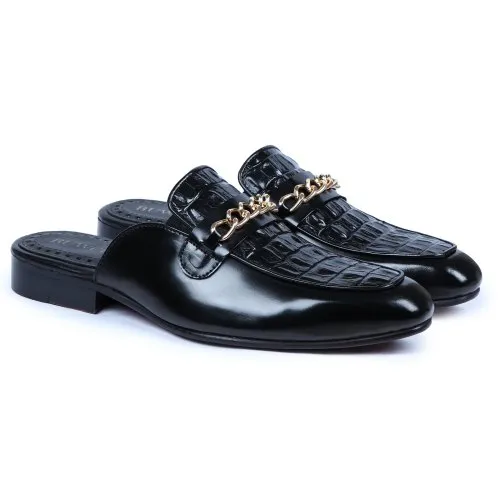 Mens Black Leather Mules For Men
